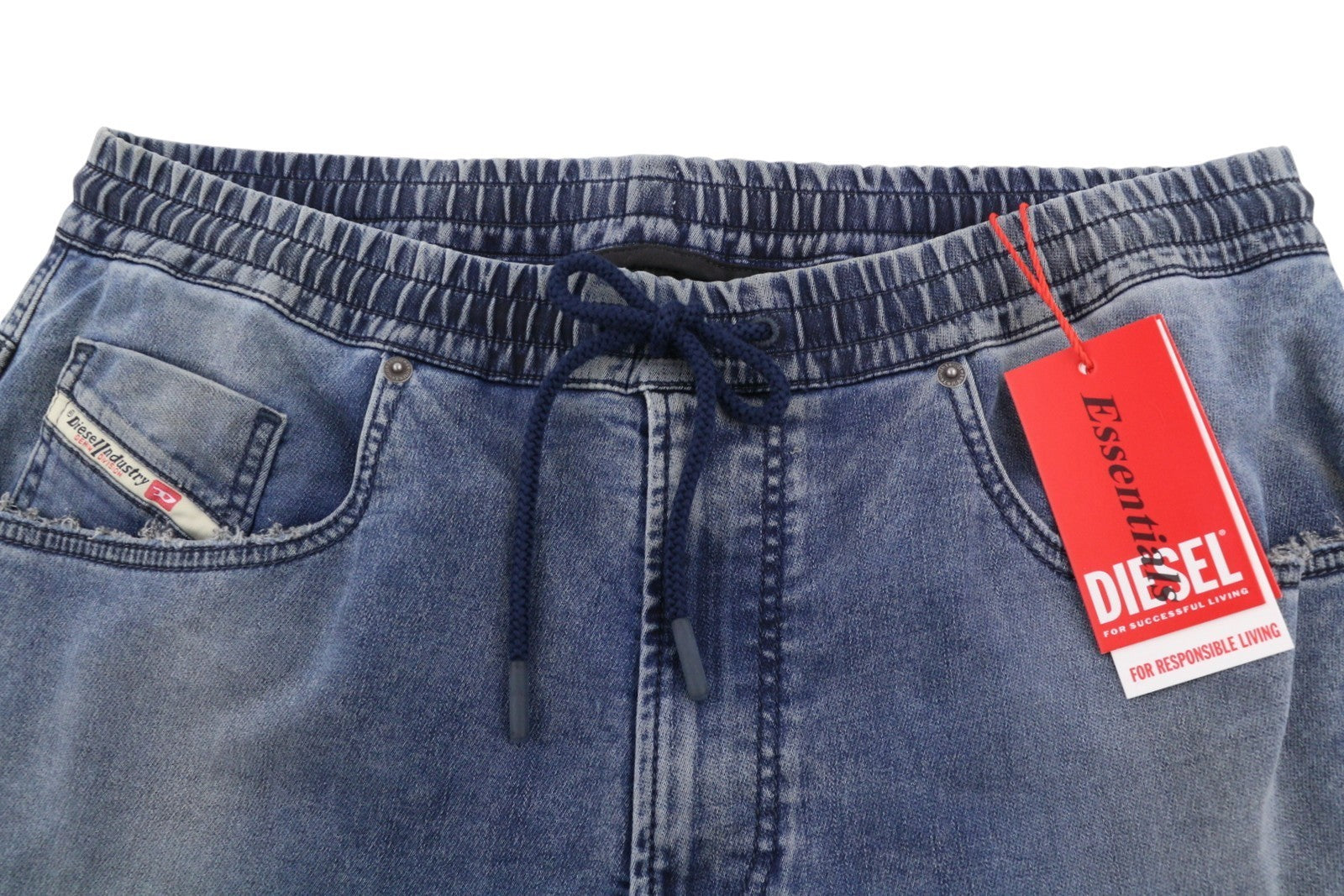 DIESEL 2030 D-Krooley Jogg 09K64 Men Jeans W32 Blue Faded Distress RRP325