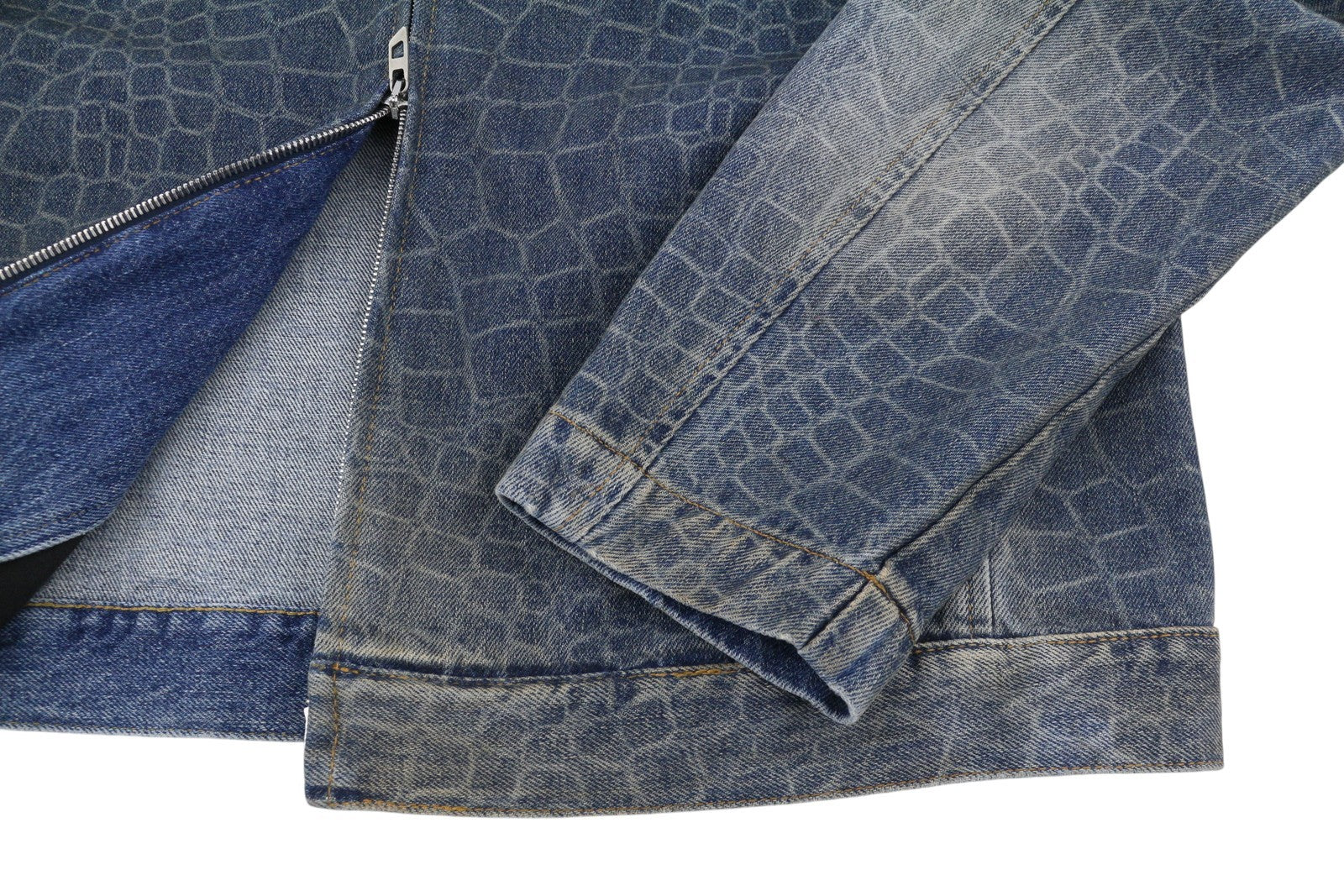 DIESEL CL-D-Glory-Snake Men Jacket L Blue Hemp Blend Faded Denim RRP450