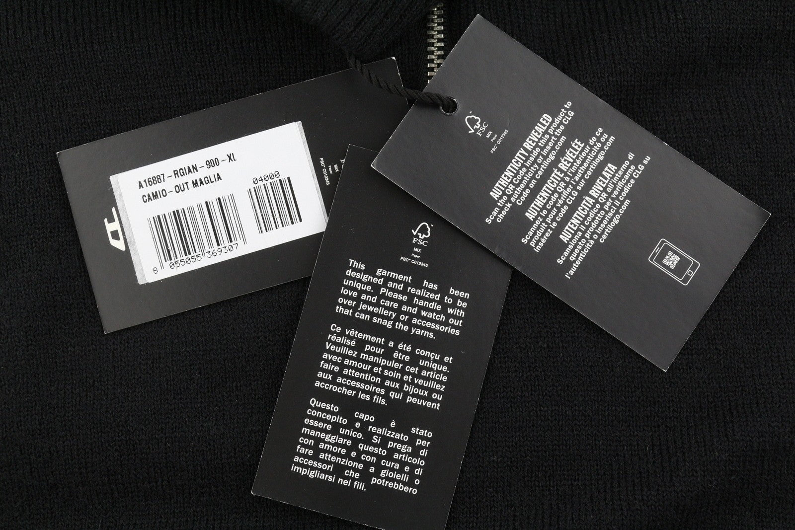 DIESEL Camio-Out Men Jumper XL Black Wool Blend Knit Half Zip Pull On RRP195
