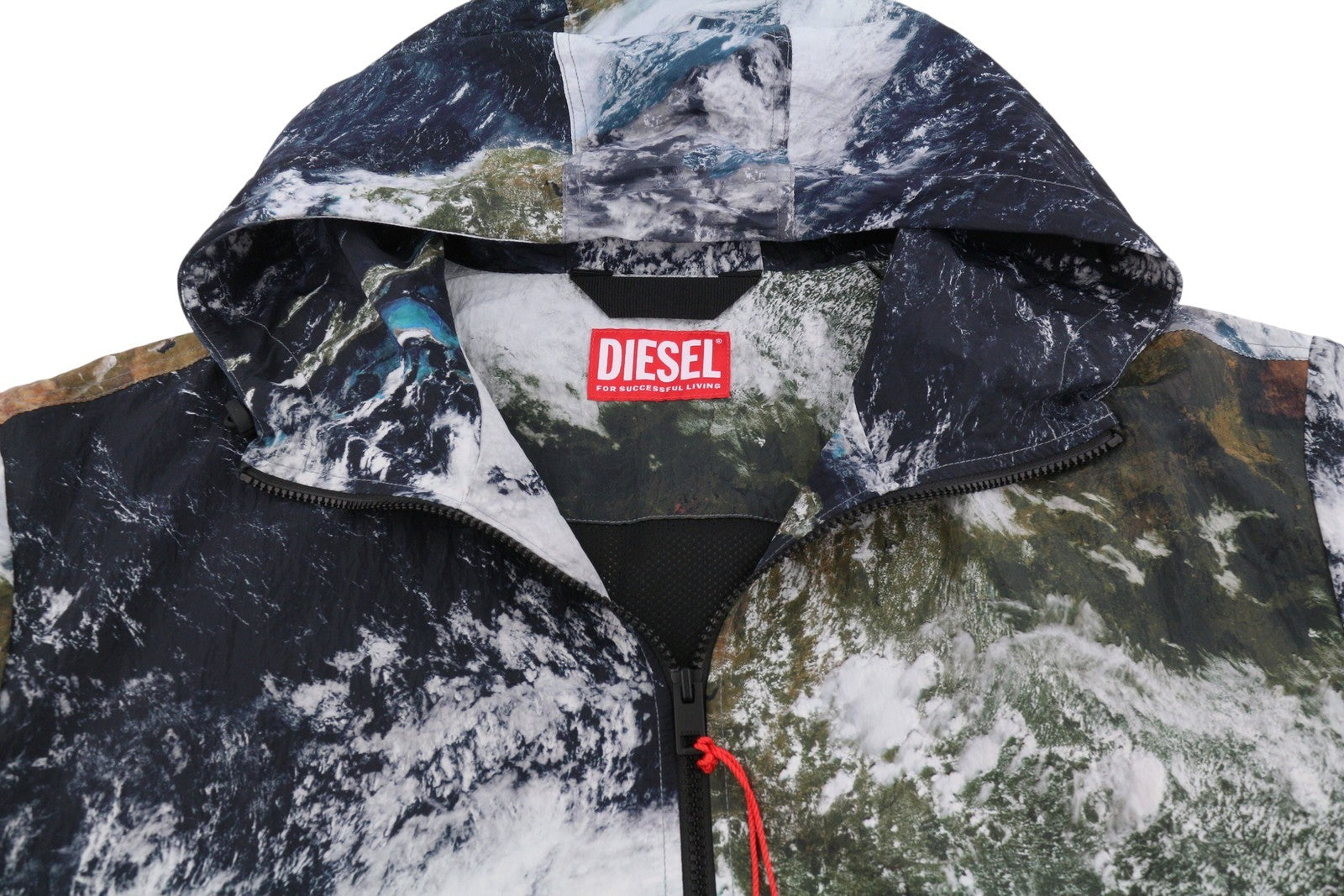 DIESEL J-Warrett-Print Men Jacket 54 Hooded Zip Windbreaker Lightweight RRP250