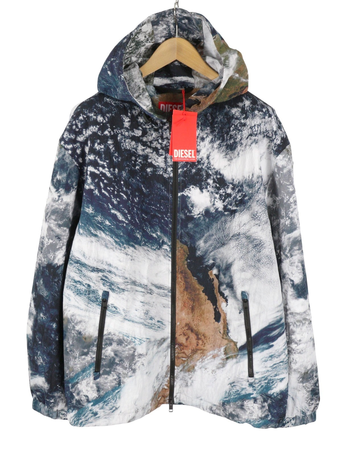 DIESEL J-Warrett-Print Men Jacket 54 Hooded Windbreaker Lightweight RRP250