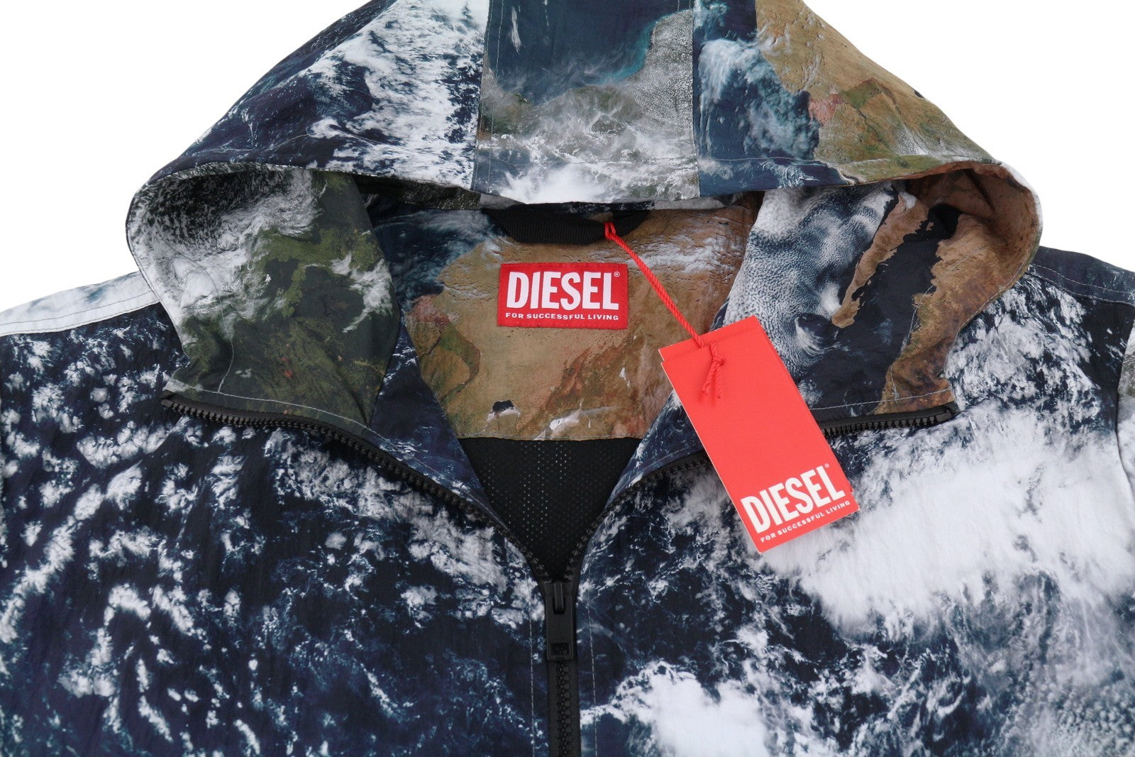 DIESEL J-Warrett-Print Men Jacket 54 Hooded Windbreaker Lightweight RRP250
