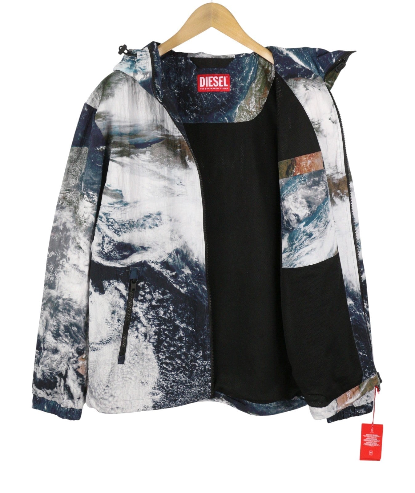 DIESEL J-Warrett-Print Men Jacket 50 Hooded Windbreaker Lightweight RRP250
