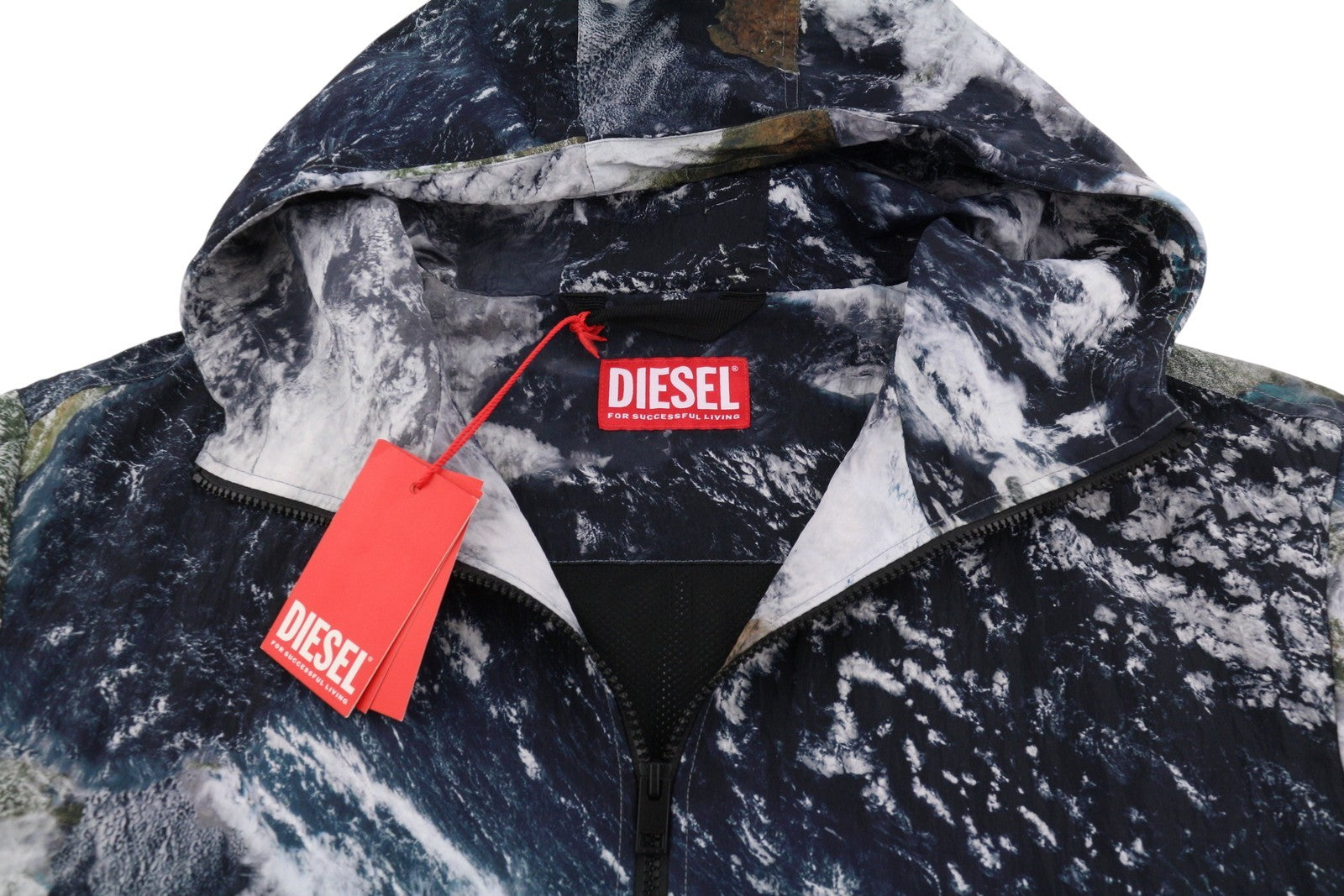 DIESEL J-Warrett-Print Men Jacket 52 Hooded Windbreaker Lightweight RRP250