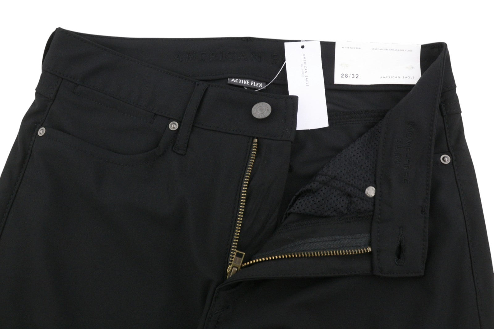 AMERICAN EAGLE OUTFITTERS Move-Free Men Trousers W28/L32 Black Active Slim
