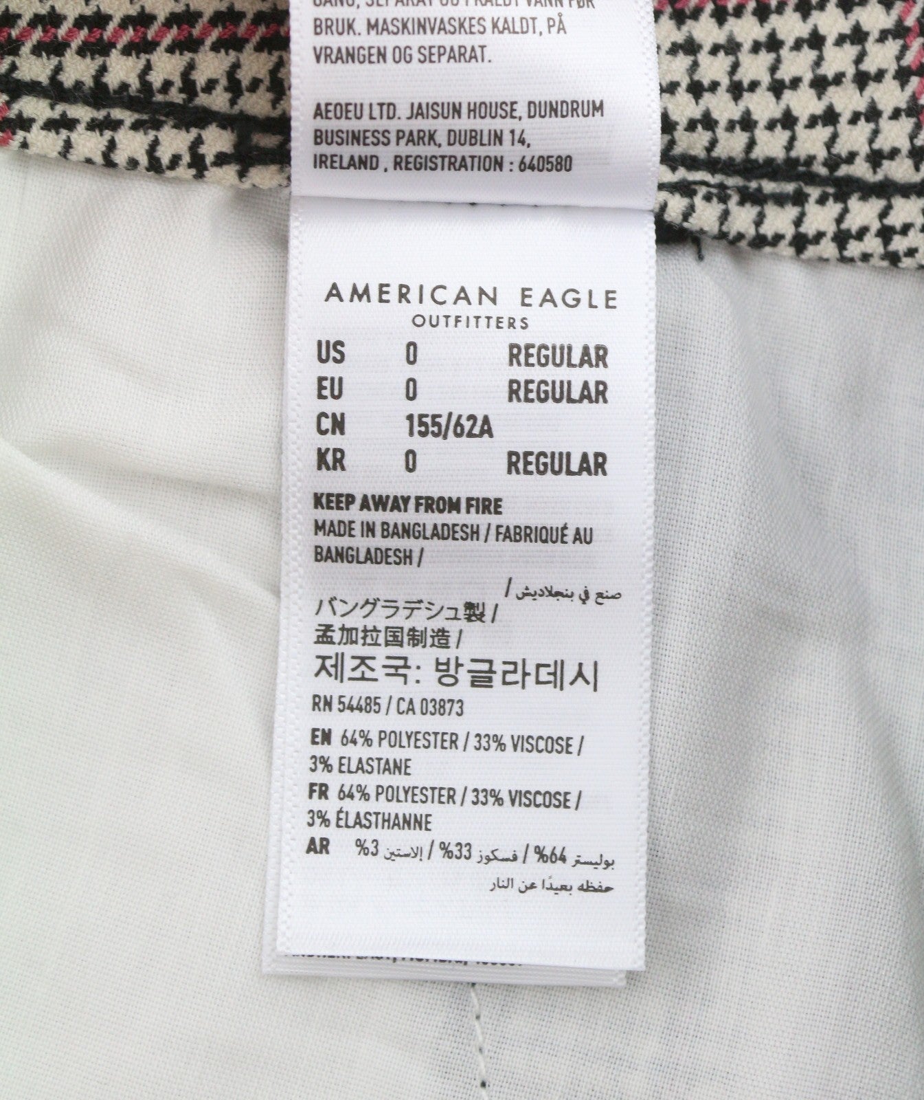 AMERICAN EAGLE OUTFITTERS Super Hi-Rise Women Trousers W25 Plaid Skinny