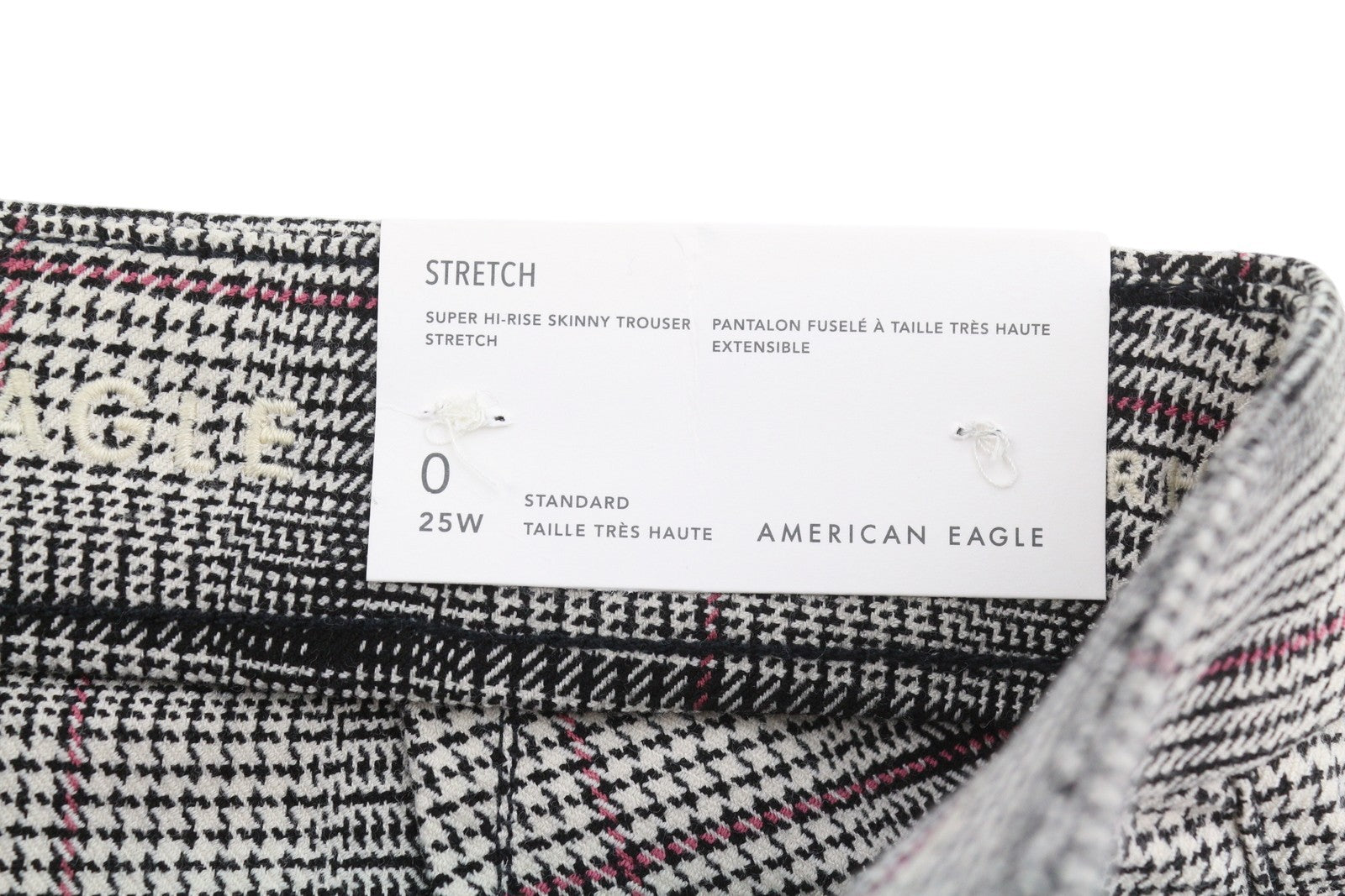 AMERICAN EAGLE OUTFITTERS Super Hi-Rise Women Trousers W25 Plaid Skinny