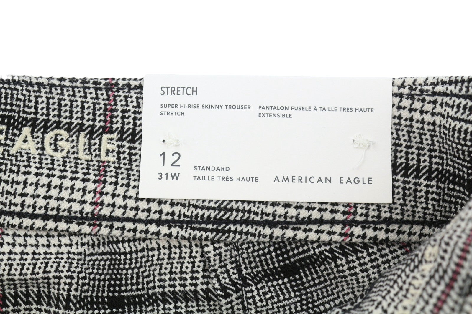 AMERICAN EAGLE OUTFITTERS Super Hi-Rise Women Trousers W31 Plaid Stretch