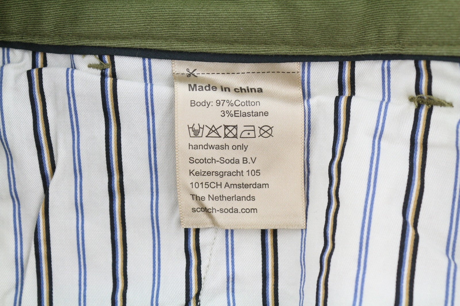 SCOTCH & SODA The Drift Men Trousers W31/L32 Green Regular Tapered