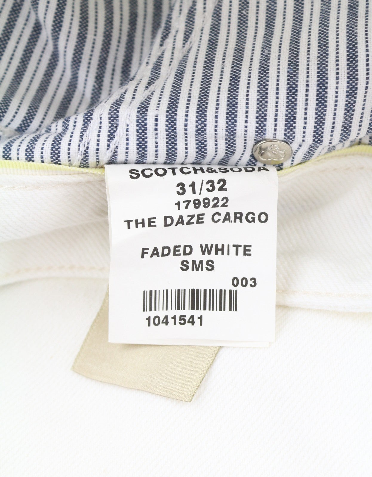 SCOTCH & SODA The Daze Men Jeans W31/L32 White Cargo Wide Button Fly