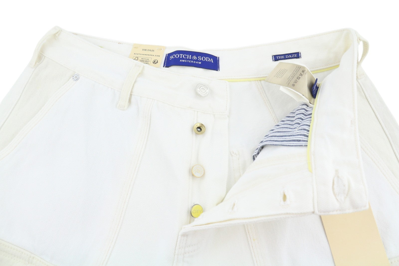 SCOTCH & SODA The Daze Men Jeans W31/L32 White Cargo Wide Button Fly