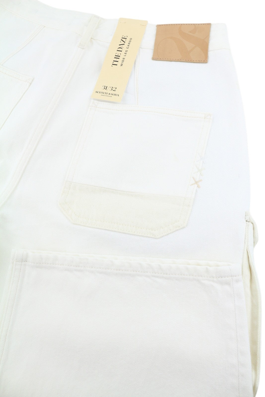 SCOTCH & SODA The Daze Men Jeans W31/L32 White Cargo Wide Button Fly