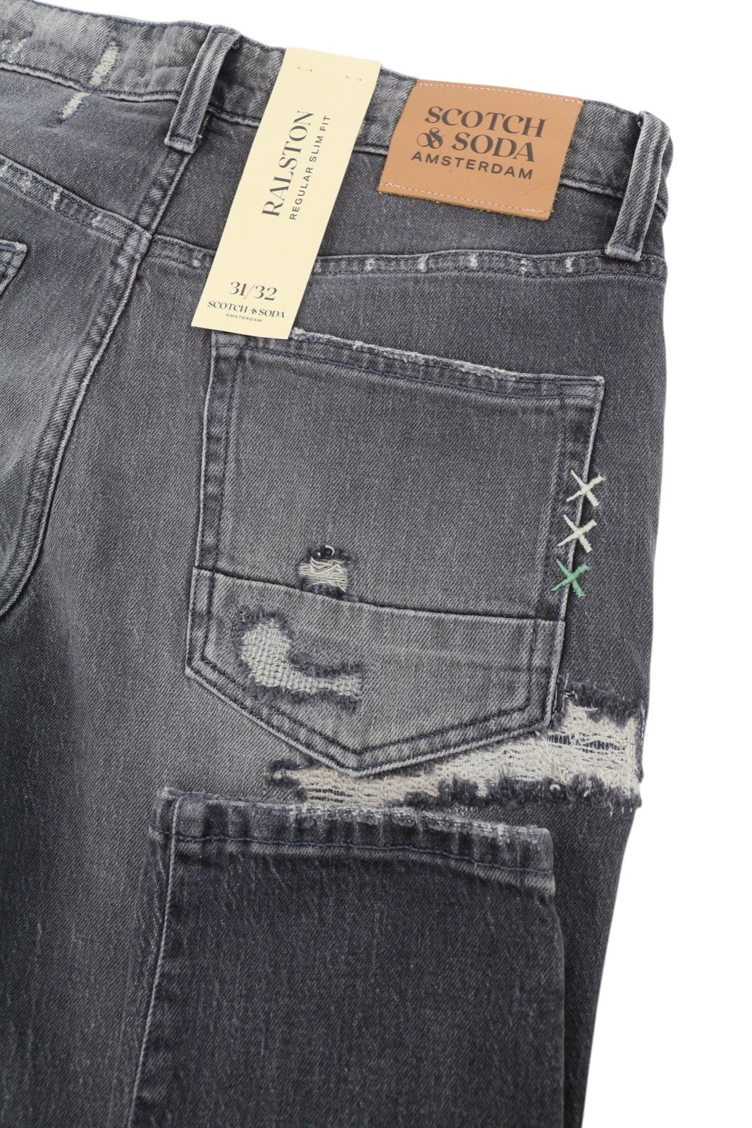 SCOTCH & SODA Ralston Men Jeans W31/L32 Grey Slim Faded Distressed