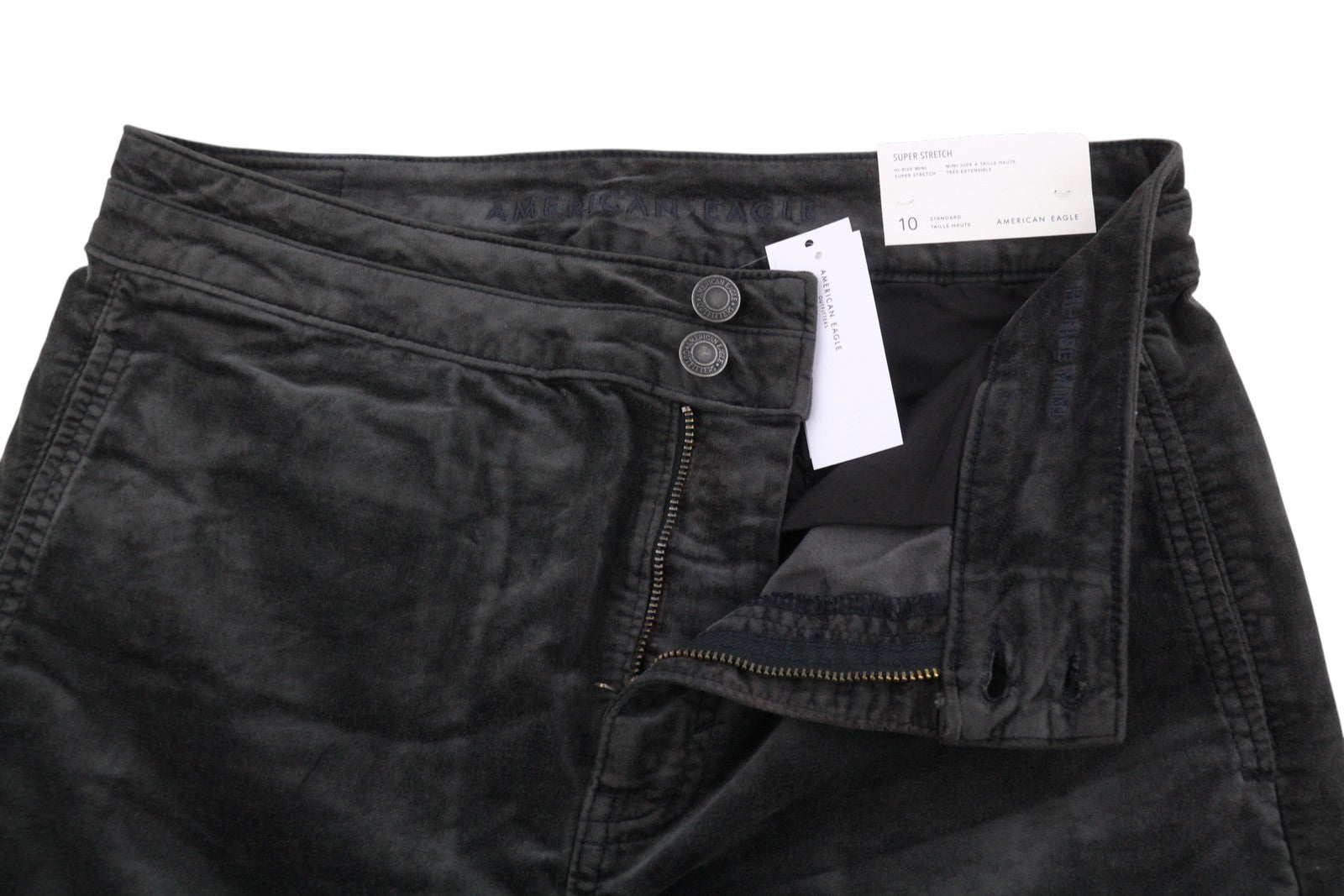AMERICAN EAGLE OUTFITTERS Hi-Rise Women Skirt UK14 Black Mini Stretch