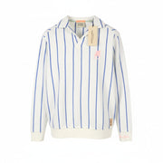 SCOTCH & SODA Men Sweatshirt M White Terry Pinstriped V-Neck Pull On