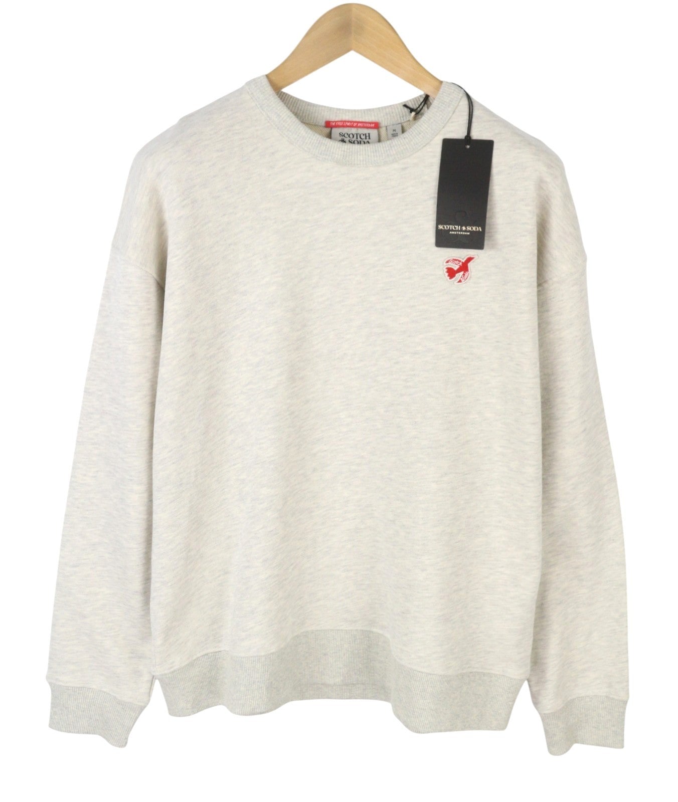SCOTCH & SODA Men Sweatshirt M Grey Melange Crew Neck Casual Pull On
