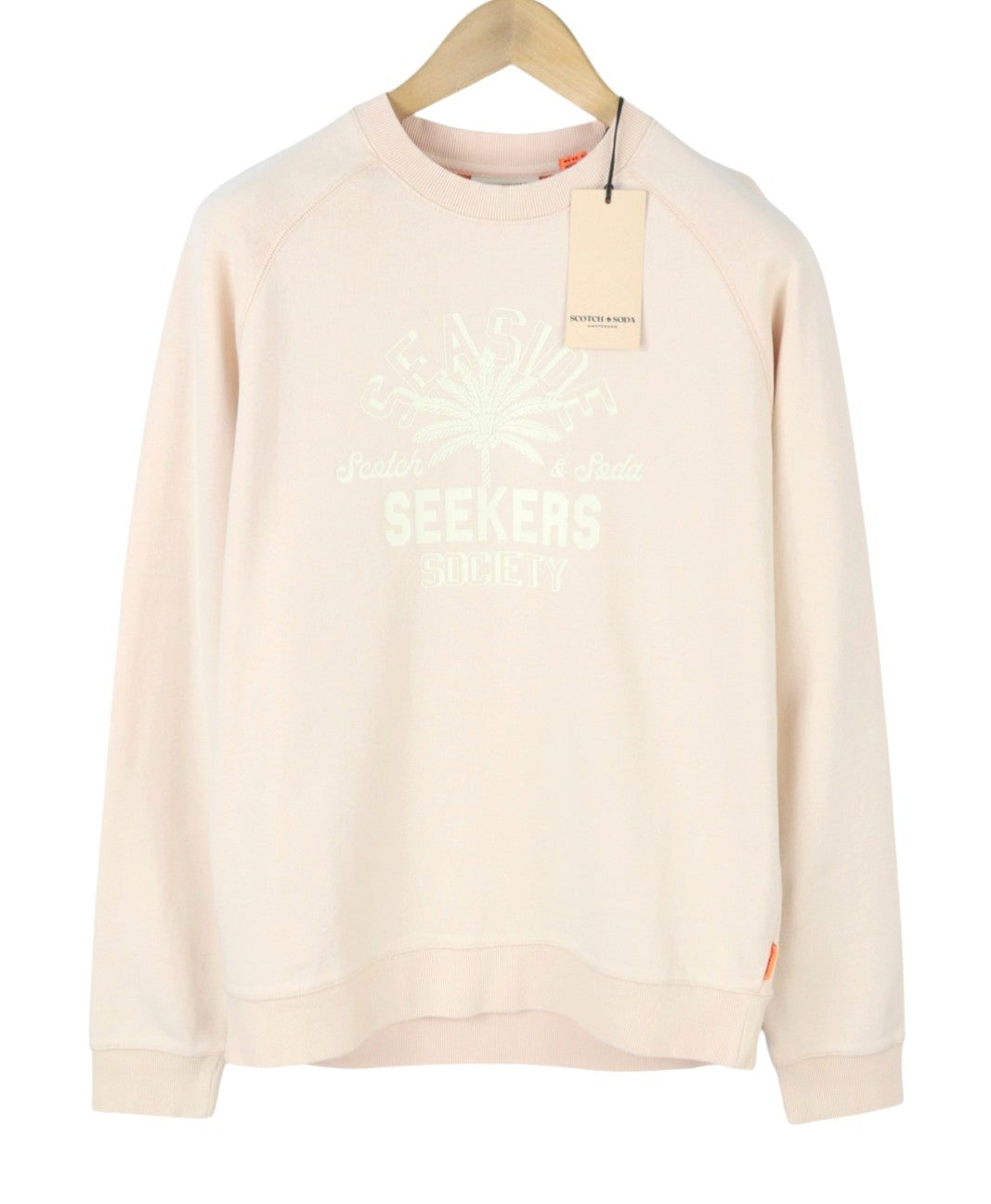 SCOTCH & SODA Men Sweatshirt L Light Pink Cotton Crew Neck Pull On