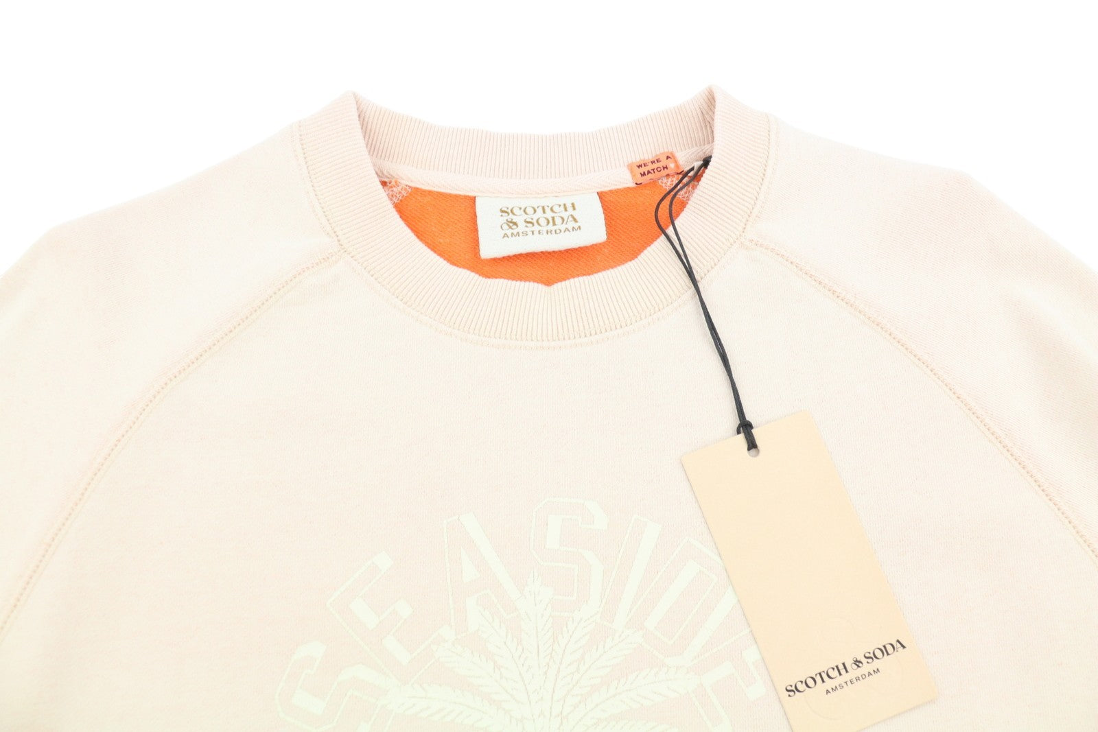 SCOTCH & SODA Men Sweatshirt L Light Pink Cotton Crew Neck Pull On