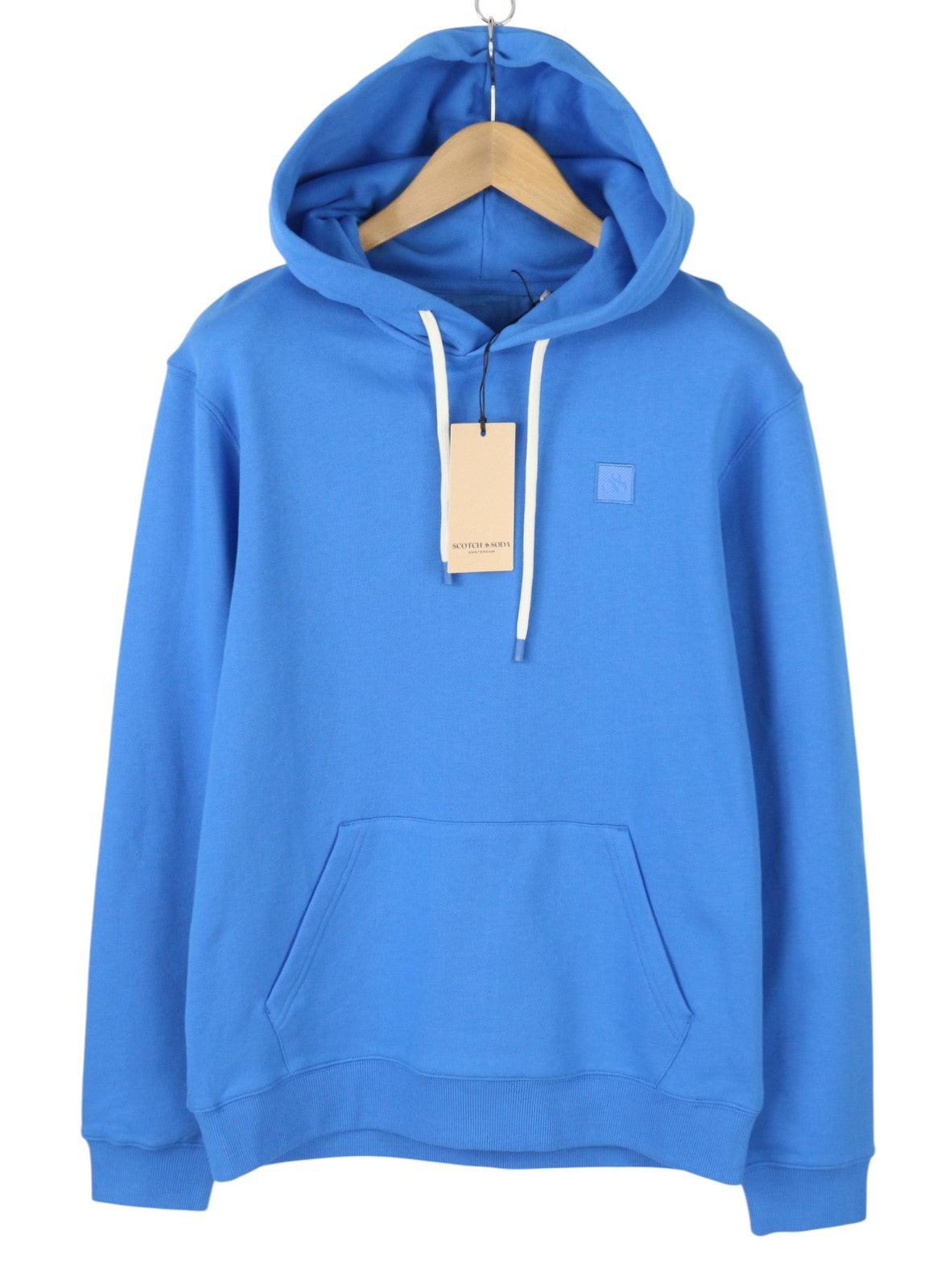 SCOTCH & SODA Men Hoodie M Blue Cotton Kangaroo Pocket Casual Pull On