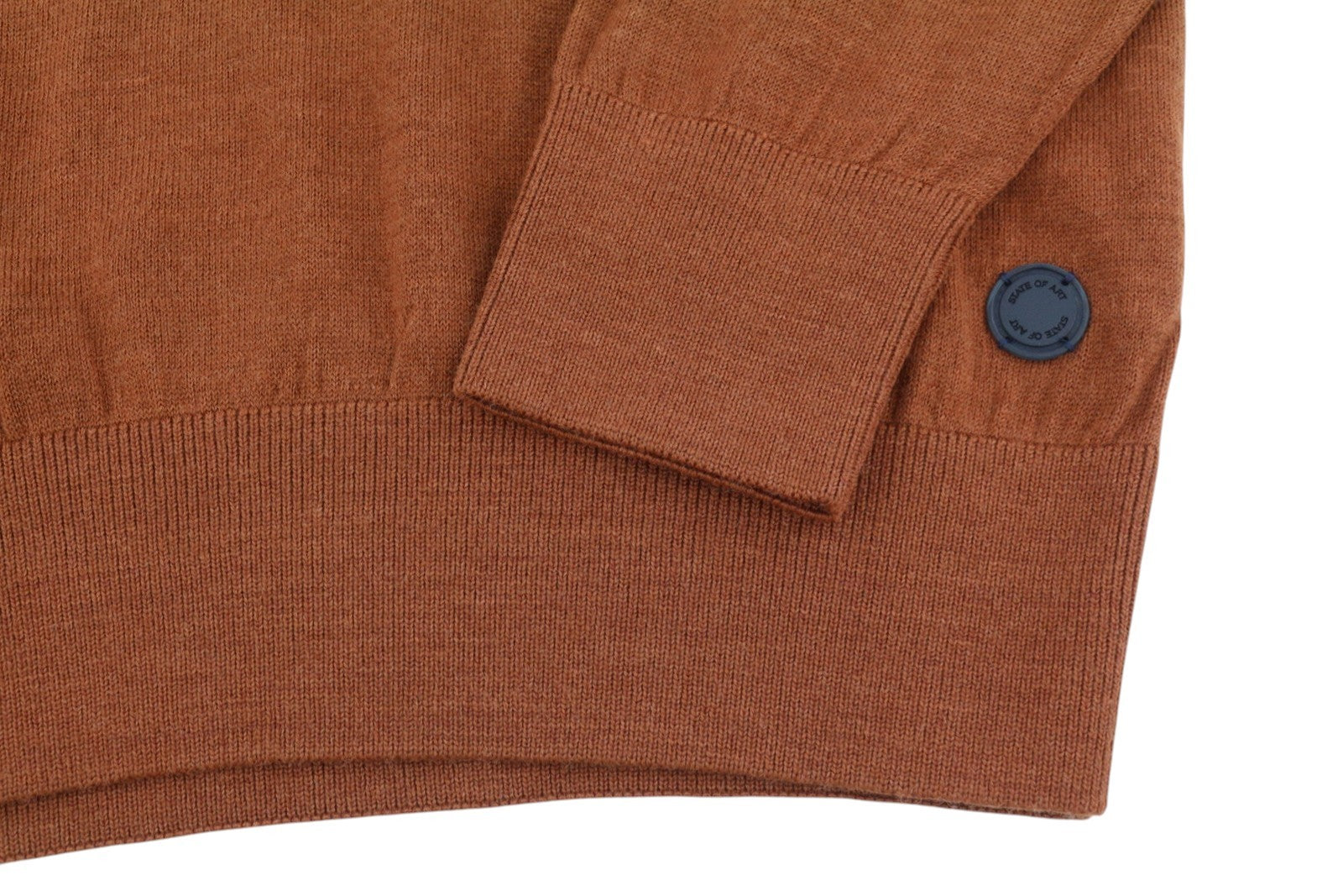 STATE OF ART Men Jumper S Brown Melange Merino Blend Knit Pull On