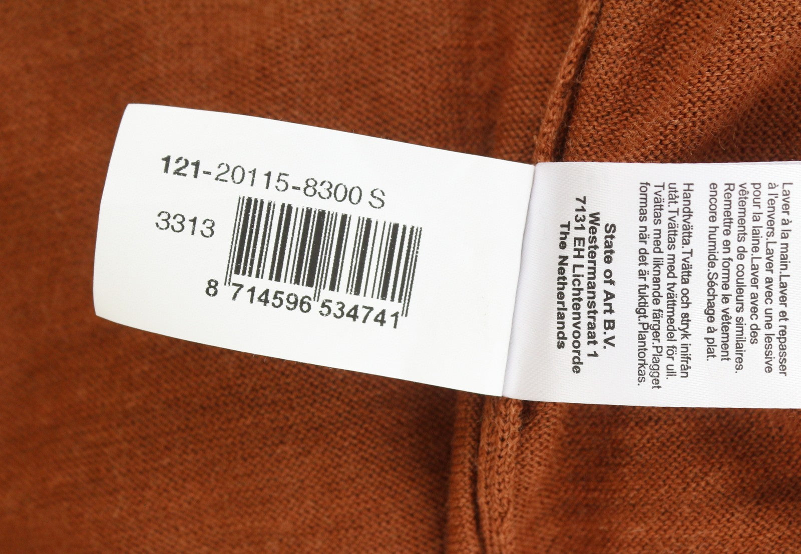 STATE OF ART Men Jumper S Brown Melange Merino Blend Knit Pull On