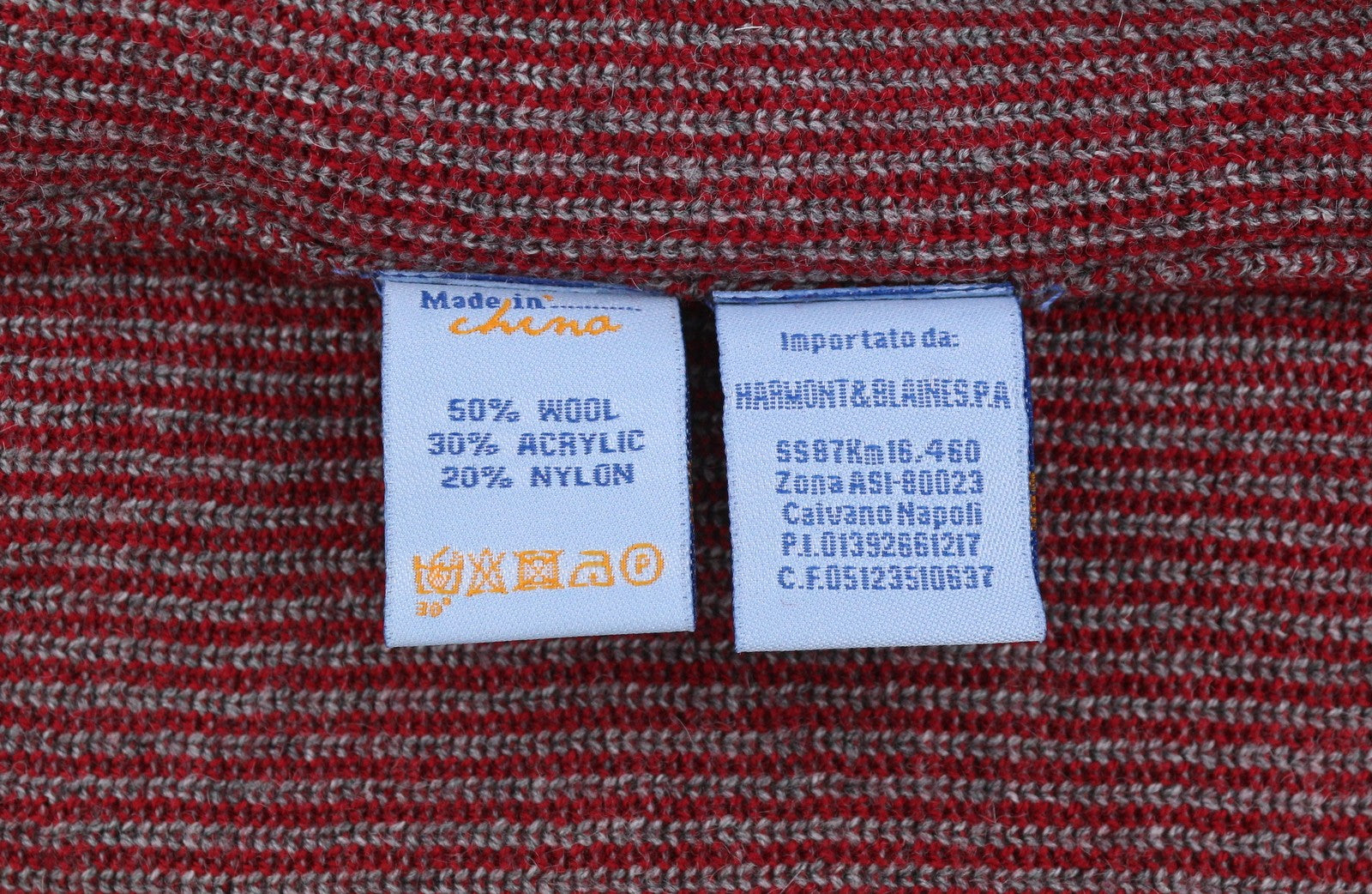 HARMONT & BLAINE Men Jumper M Red Pinstripe Wool Blend Knit Pull On