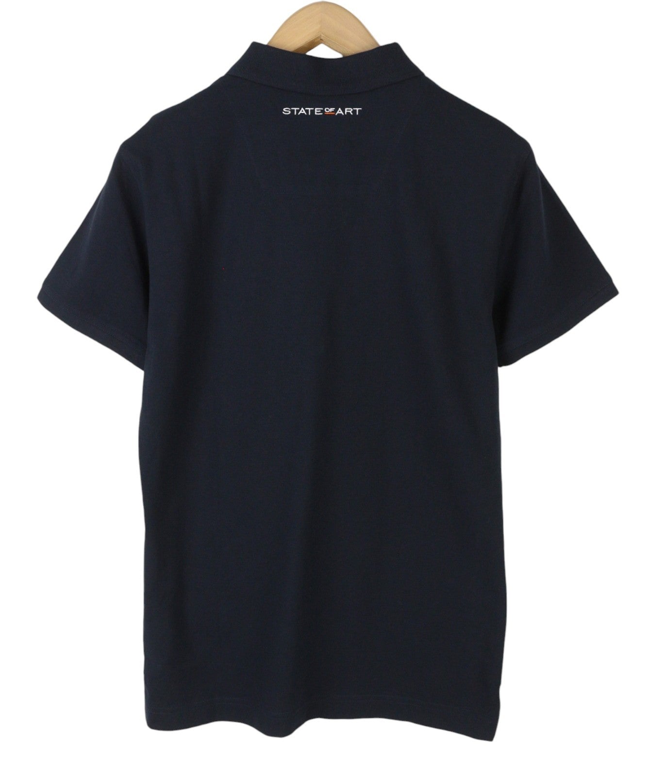 STATE OF ART Men Polos L Dark Blue Cotton Regular Fit Short Sleeve