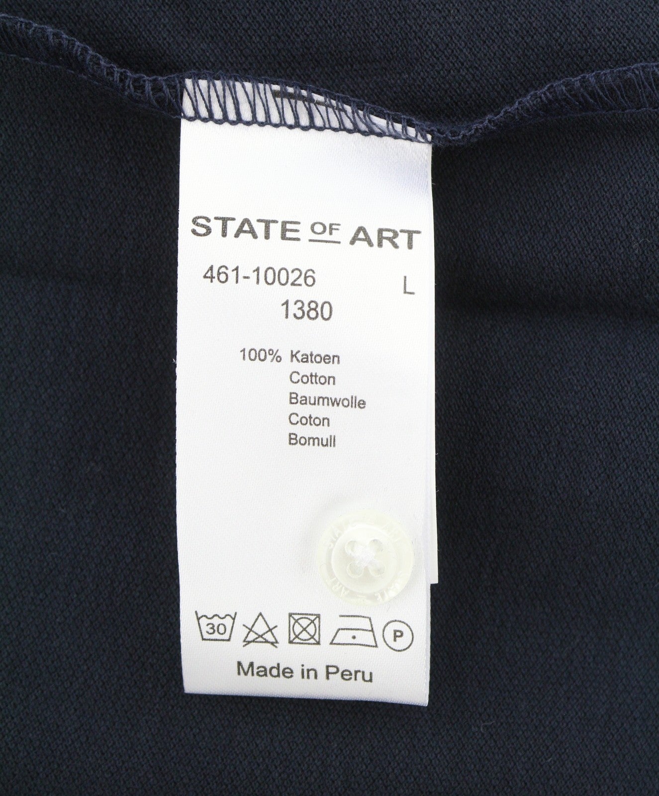 STATE OF ART Men Polos L Dark Blue Cotton Regular Fit Short Sleeve
