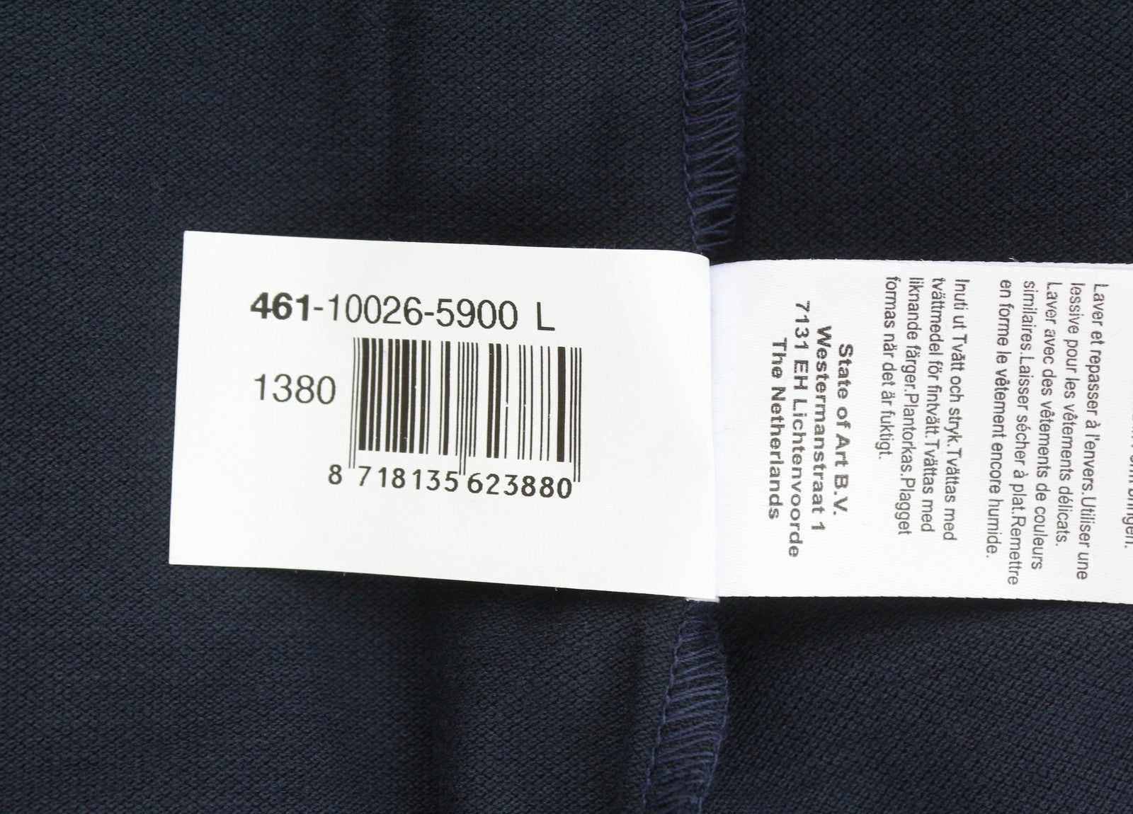 STATE OF ART Men Polos L Dark Blue Cotton Regular Fit Short Sleeve