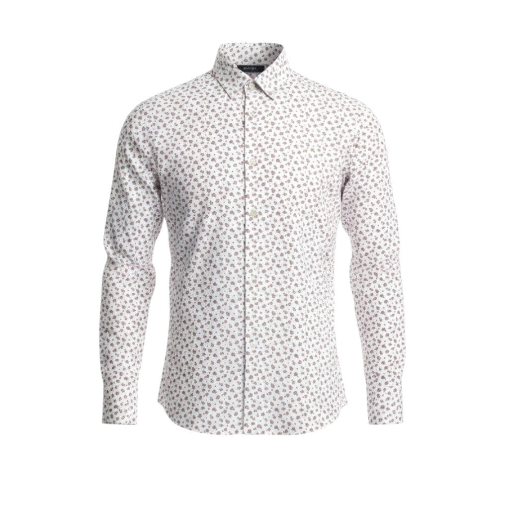STATE OF ART Men Shirt S White All-Over Print Button-Up Spread Neck