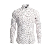 STATE OF ART Men Shirt S White All-Over Print Button-Up Spread Neck