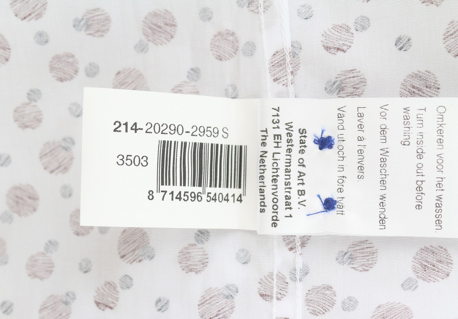 STATE OF ART Men Shirt S White All-Over Print Button-Up Spread Neck