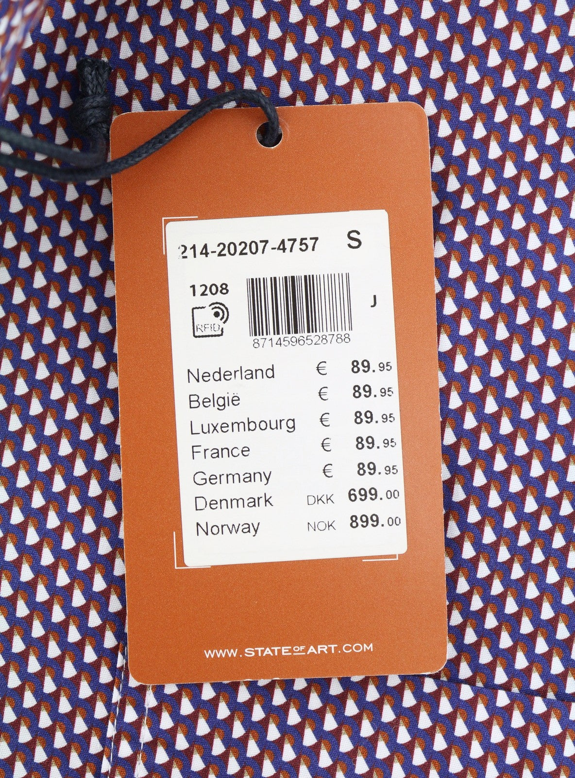 STATE OF ART Men Shirt S All-Over Print Button Down Patch Pocket Casual