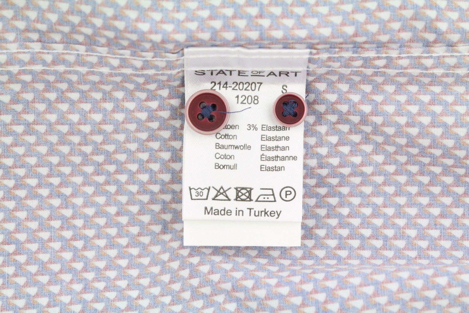 STATE OF ART Men Shirt S All-Over Print Button Down Patch Pocket Casual