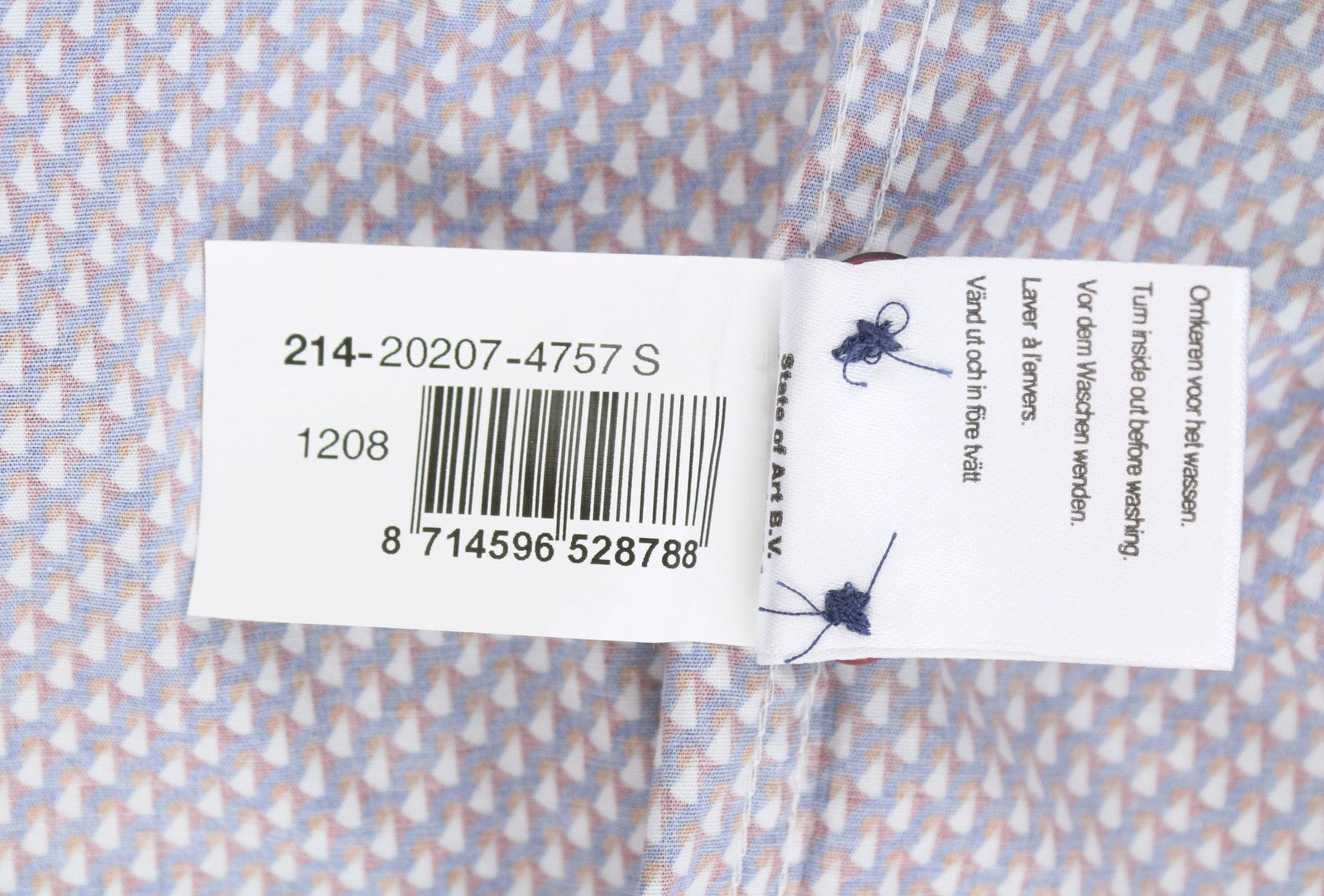 STATE OF ART Men Shirt S All-Over Print Button Down Patch Pocket Casual