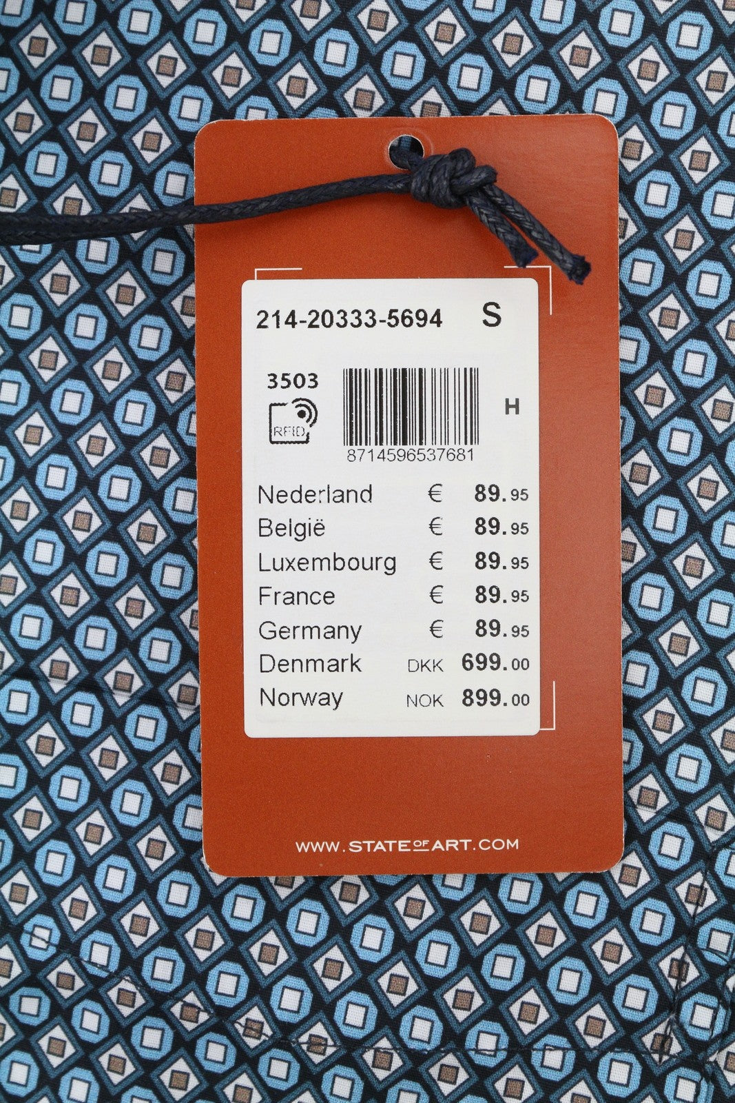 STATE OF ART Men Shirt S All-Over Print Button Down Chest Pocket Smart