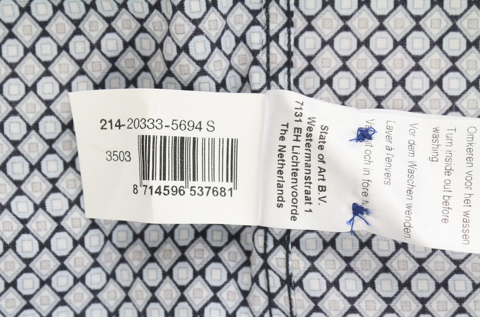 STATE OF ART Men Shirt S All-Over Print Button Down Chest Pocket Smart