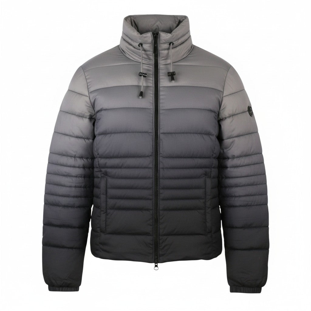 ARMANI JEANS Women Jacket EU44 Grey Faded Quilted Padded Full Zip