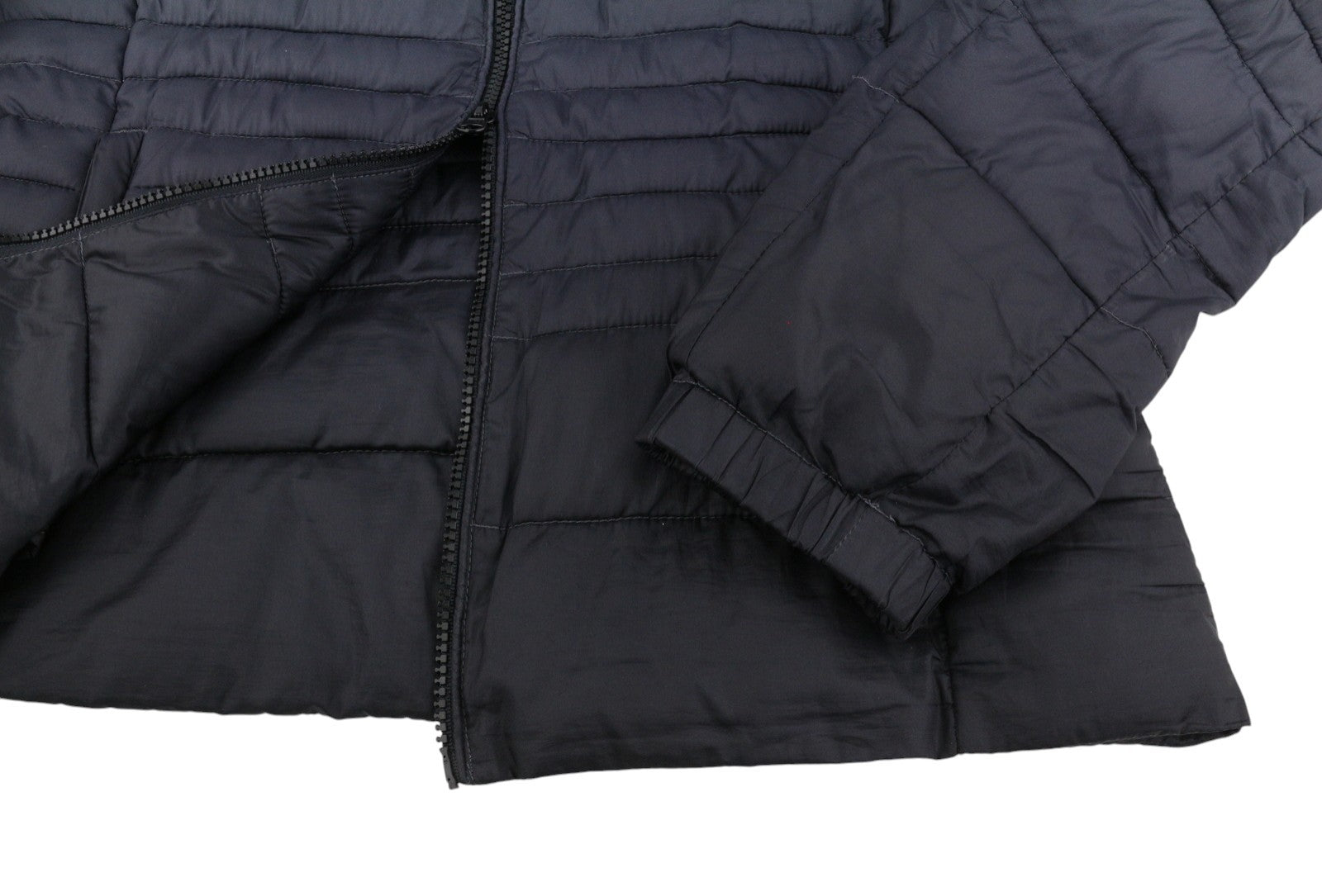 ARMANI JEANS Women Jacket EU44 Grey Faded Quilted Padded Full Zip