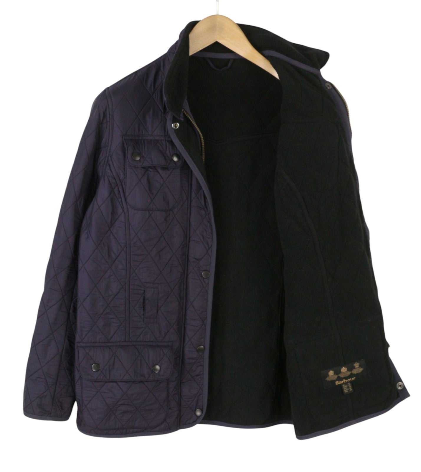 BARBOUR International Quilt Women Jacket EU40 Purple Fleece Lined