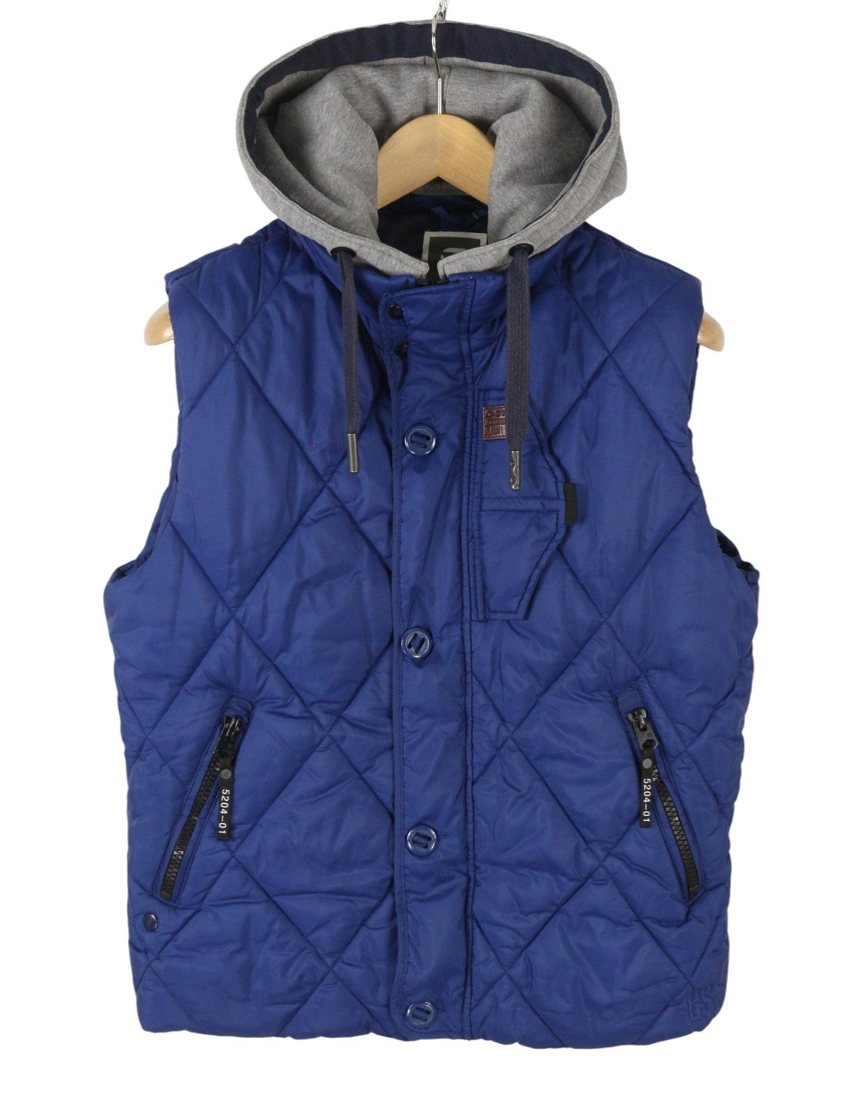 G-STAR Doonray Quilted Men Waistcoat M Blue Padded Hooded Full Zip