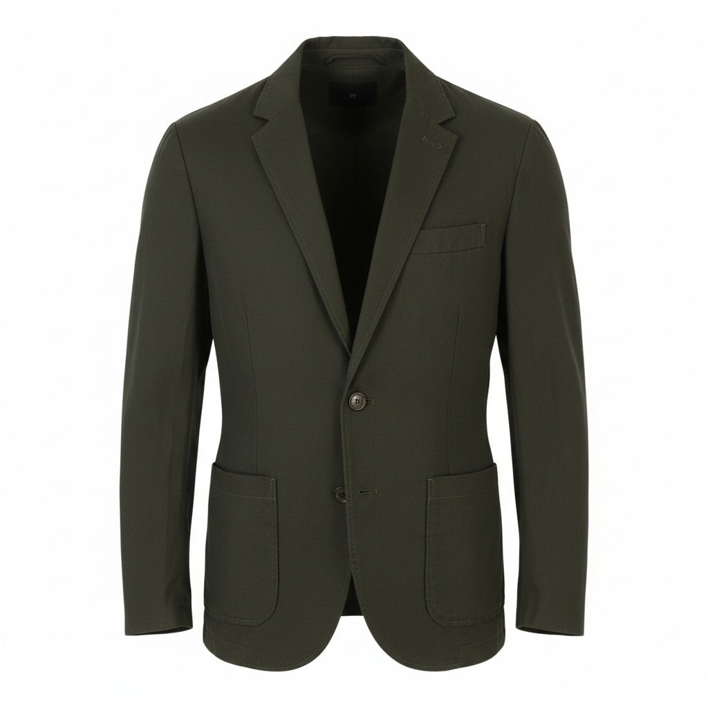 SCOTCH & SODA Men Blazer L Khaki Green Unlined Single Breasted Lapel