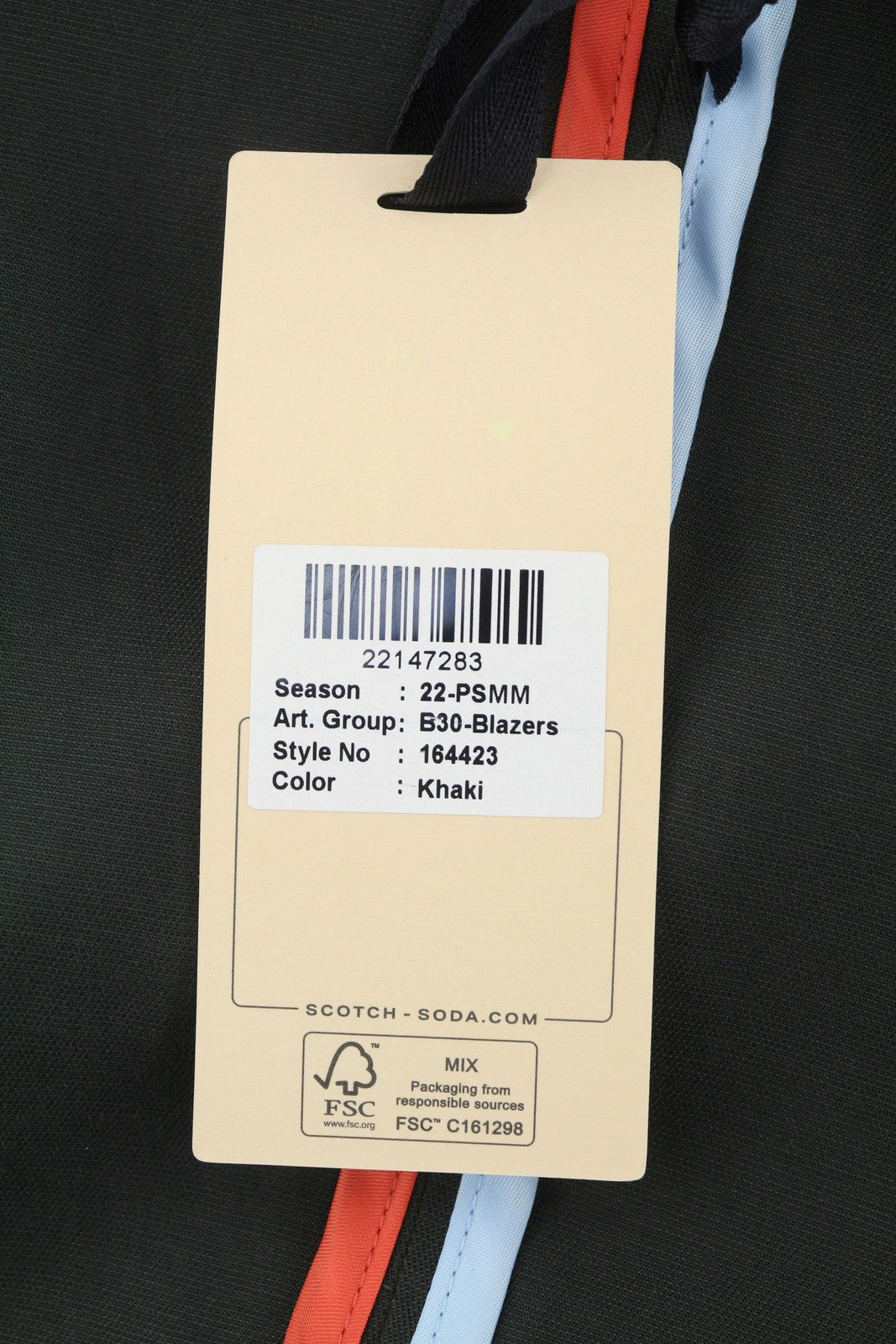 SCOTCH & SODA Men Blazer L Khaki Green Unlined Single Breasted Lapel