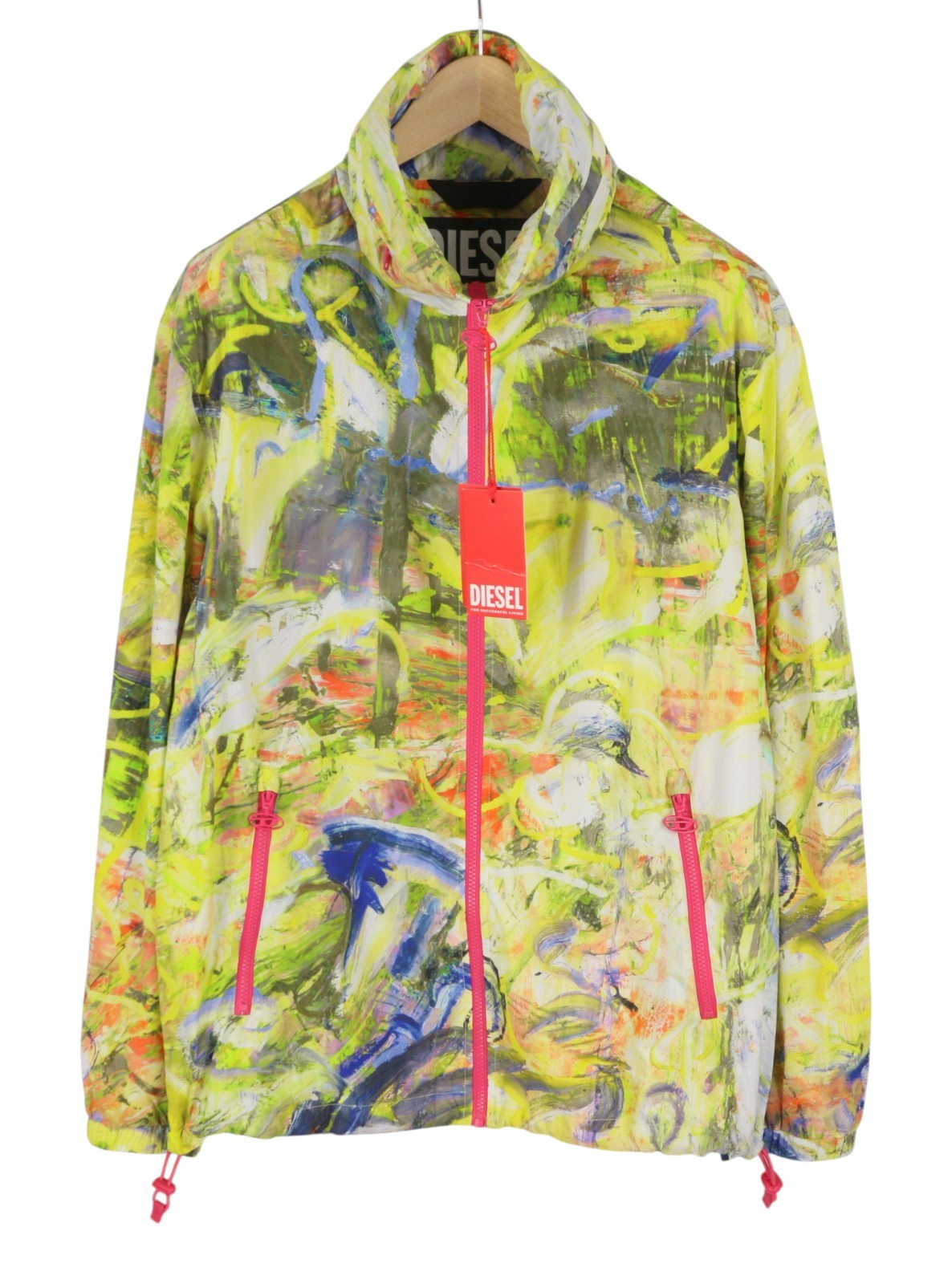 DIESEL J-Warrel-Print Men Jacket 50 Hood Windbreaker Lightweight Unisex RRP250
