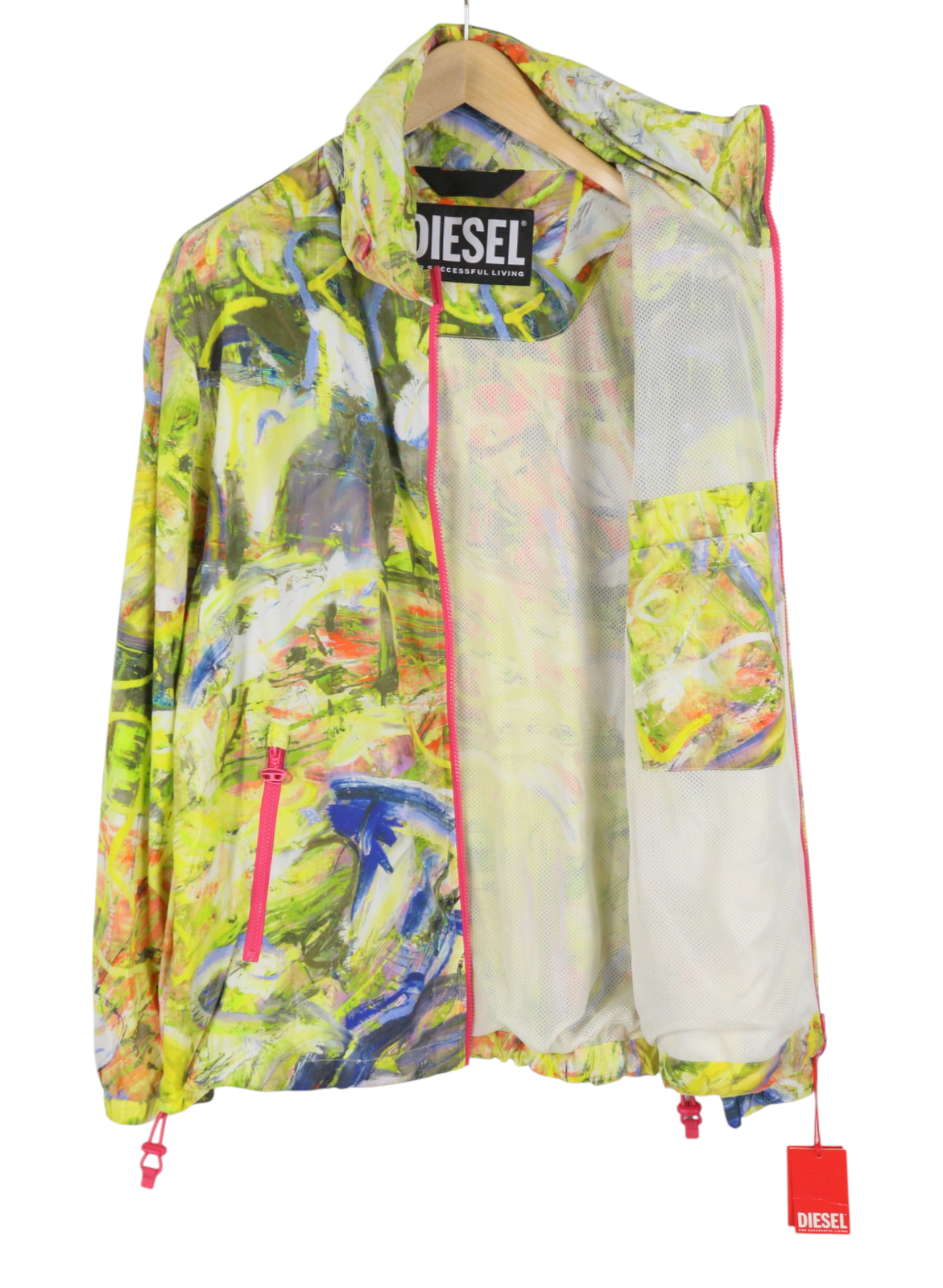 DIESEL J-Warrel-Print Men Jacket 50 Hood Windbreaker Lightweight Unisex RRP250