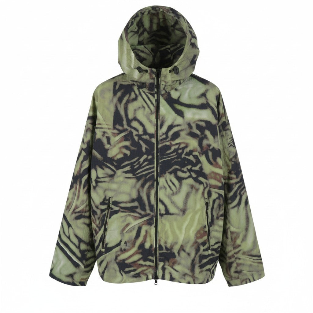 DIESEL J-Leopold-Zebra Men Jacket 50 Green Hooded Windbreaker Lightweight RRP275