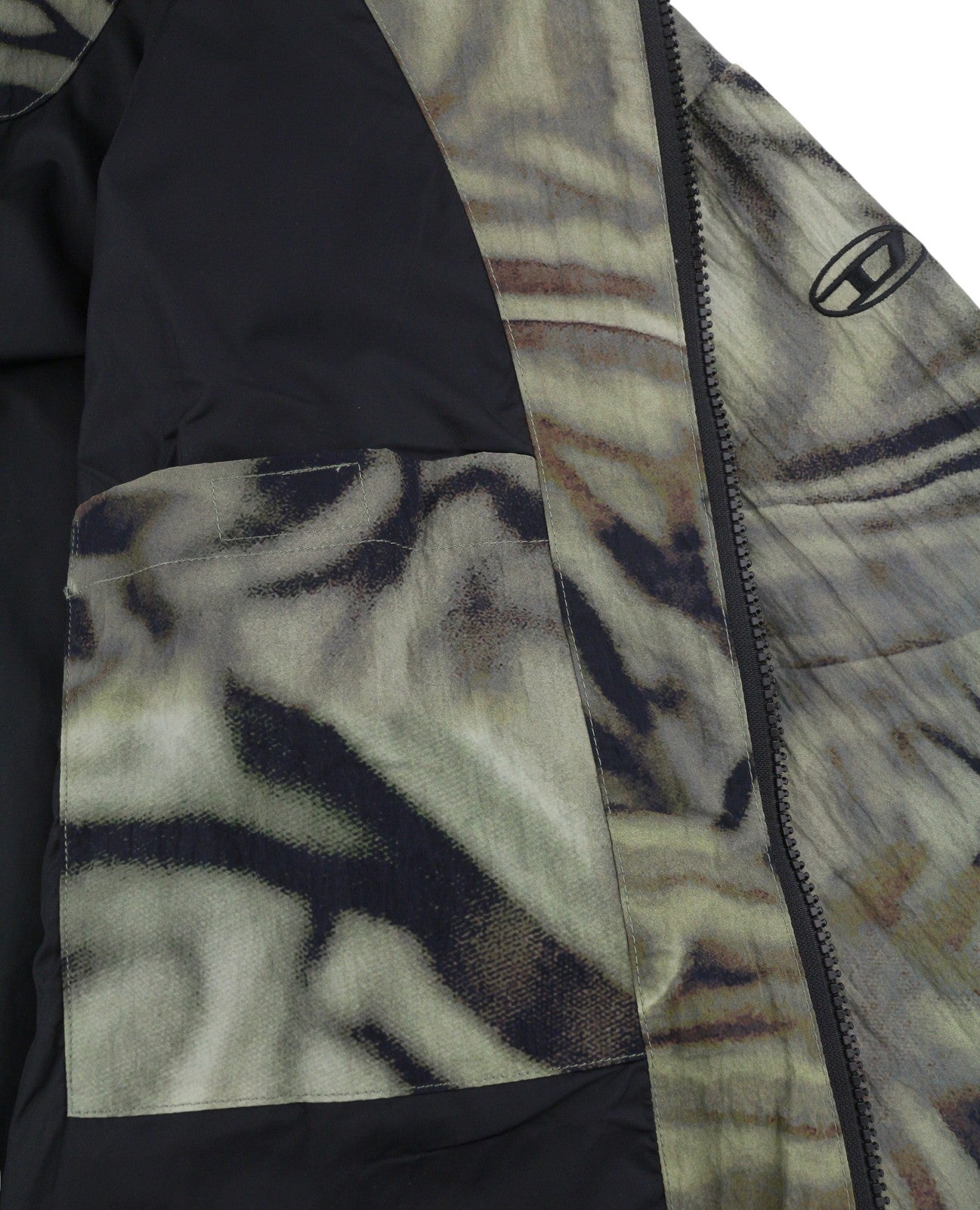 DIESEL J-Leopold-Zebra Men Jacket 52 Green Hooded Windbreaker Lightweight RRP275