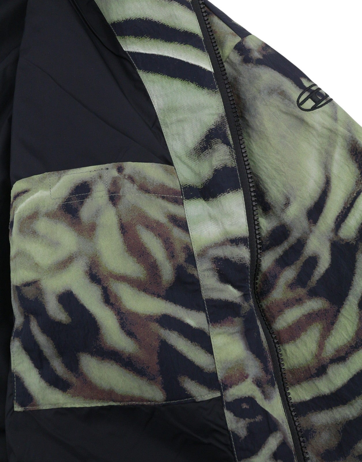 DIESEL J-Leopold-Zebra Men Jacket 56 Green Hooded Windbreaker Lightweight RRP275