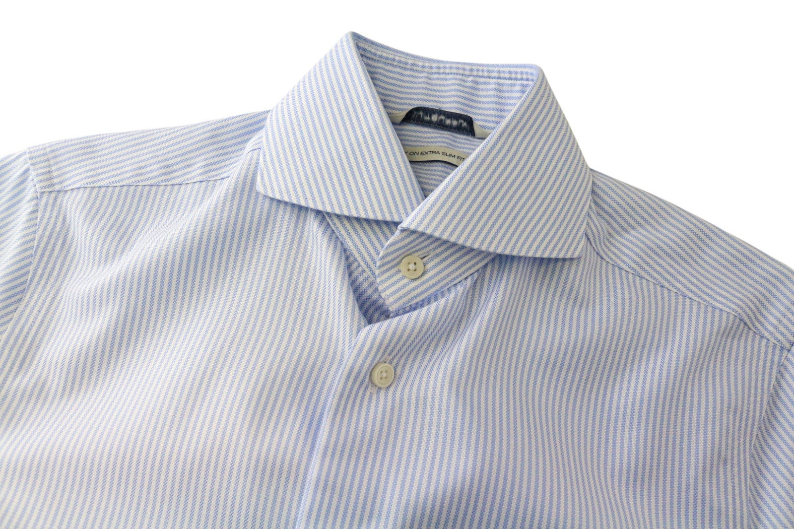 SUITSUPPLY Men Shirt 35/ 13 1/2 Blue Extra Slim Striped Try On Cotton Formal