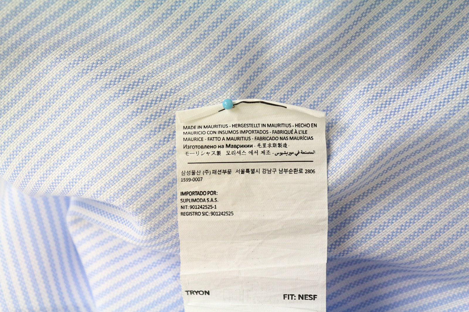 SUITSUPPLY Men Shirt 40L/15 3/4L Extra Slim Blue Pure Cotton